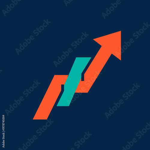 Upward Trending Arrow Graph Icon.