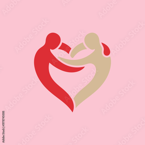 Two people forming heart shape.