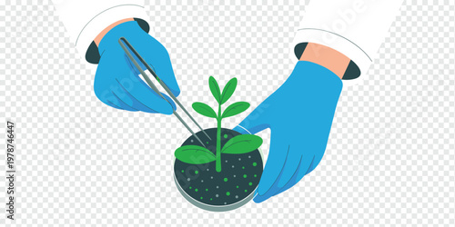 Scientist Growing Plant Biotechnology Research Concept