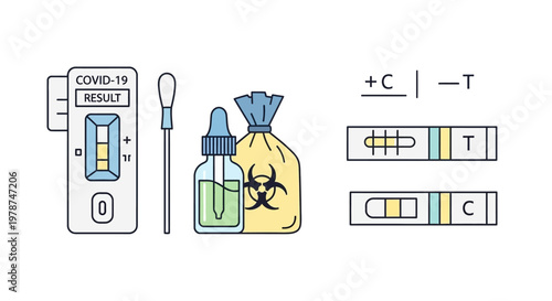 Covid-19 rapid test kit components.