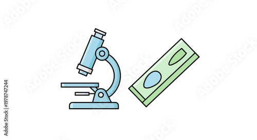 Microscope and petri dish laboratory tools.