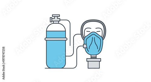 Oxygen tank and breathing mask.