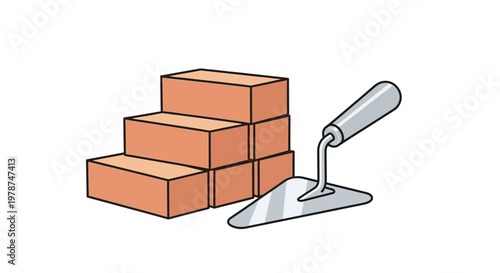 Bricks and Trowel Construction Tools.