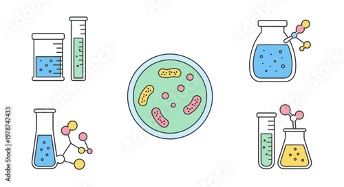 Microbiology Laboratory Equipment and Petri Dish.