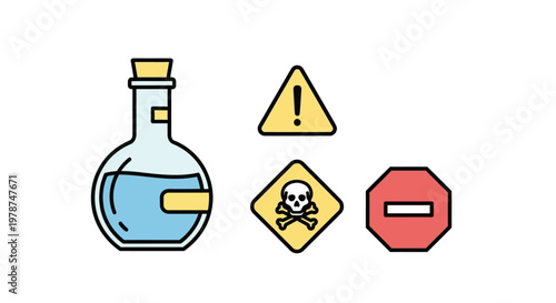 Toxic Chemical Warning Signs Symbols.