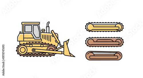 Bulldozer with tracks and blades.