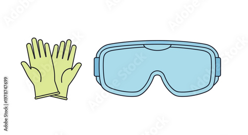 Protective gloves and safety goggles set.