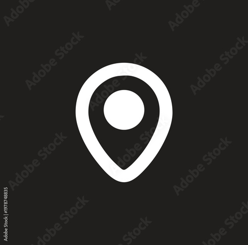 Hand-drawn sketch style map pin icon, monochrome