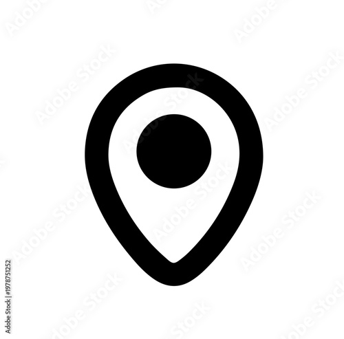 Hand-drawn sketch style map pin icon, monochrome