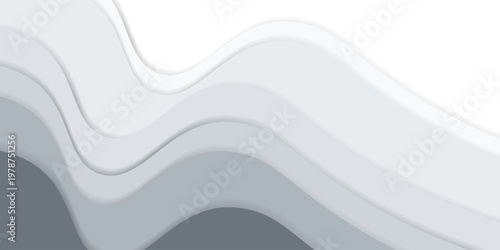Abstract White and Grey Papercut Background with Layered Wavy Shapes and Soft Shadows. Modern Trendy design in Vector Illustration