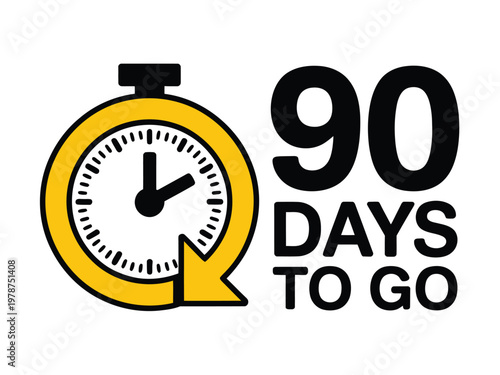 Clock icon representing a countdown of ninety days remains clearly visible for the viewer.