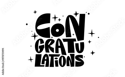 congratulations banner in funny hand made font, congrats text for banner or congratulating card