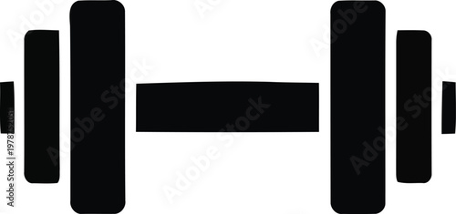 Black and white sketch of a barbell for fitness and strength