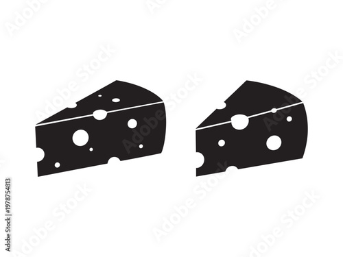 Two wedges of swiss cheese with holes illustration minimalist ingredient appetizer delicious