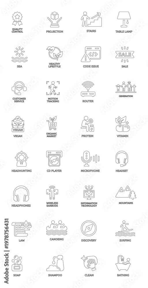 Obraz premium Collection of Line Representing Various Concepts and Activities