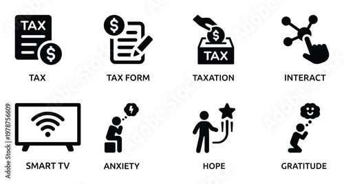 Collection of Representing Tax, Technology, and Human Emotions