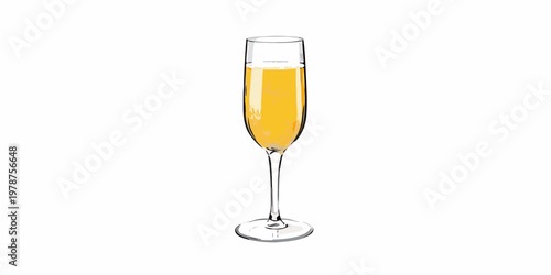 A tall glass of sparkling orange beverage likely champagne or prosecco