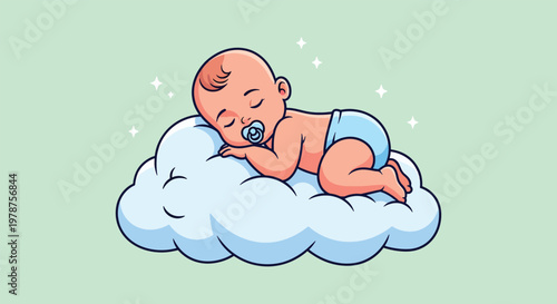 Adorable Baby Sleeping Peacefully on a Fluffy Cloud.