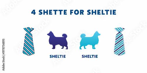 Graphic design featuring shetland sheepdogs and striped neckties