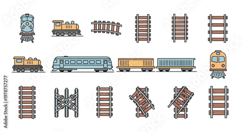 Train tracks and locomotive parts.