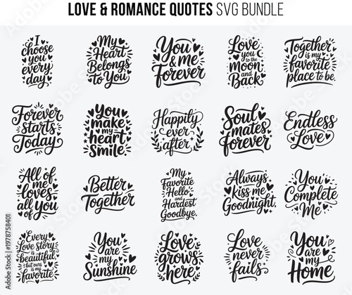 Love and romance quotes svg bundle for crafters