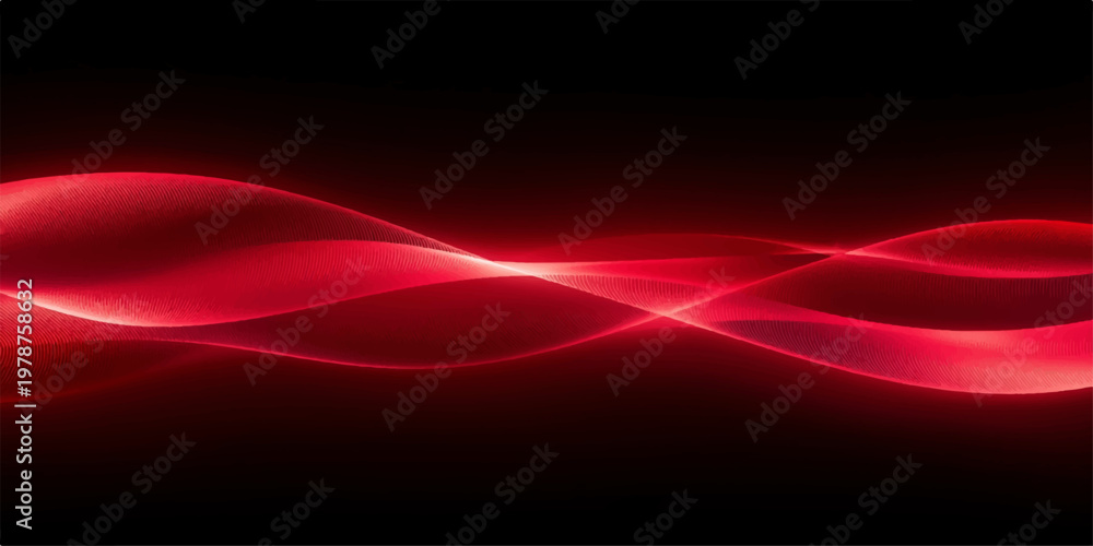 Fototapeta premium Red abstract wave background with flowing light motion and colorful digital design suitable for modern wallpaper