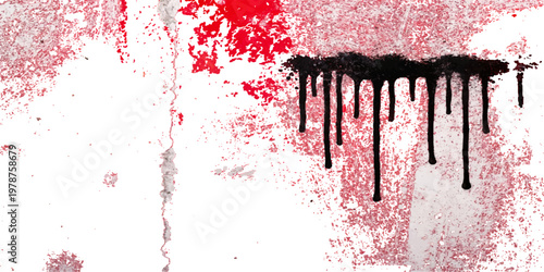 Vibrant red paint splashes and ink splats create a grunge watercolor texture with an artistic blood splatter pattern for a decorative red wallpaper design