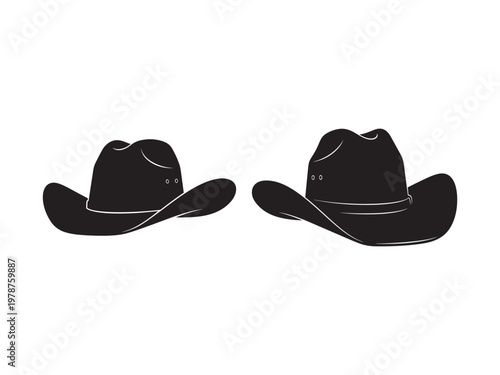 Pair of black silhouette cowboy hats with silhouette illustration headwear clothing traditional