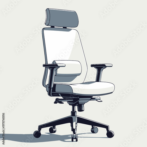 Ergonomic office chair with headrest and adjustable arms, sleek modern design