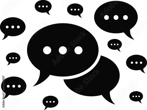 Speech Bubble Icons Set Featuring Multiple Conversation Bubbles for Communication and Chat Illustration