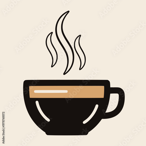 A simple illustration of a hot cup of coffee with steam rising from it