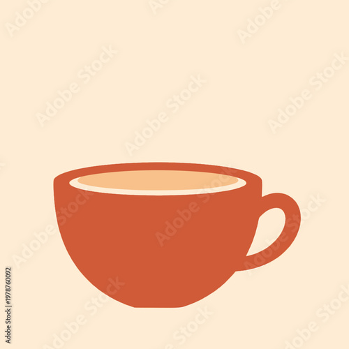 A simple illustration of a warm cup of coffee in an orange mug on a light background