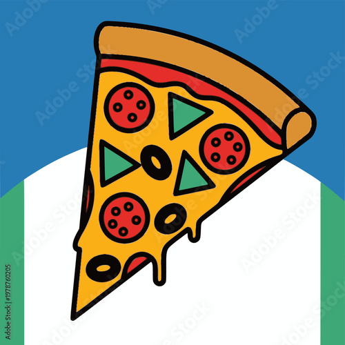 A delicious slice of pizza topped with pepperoni, olives, and cheese is being served on a plate.
