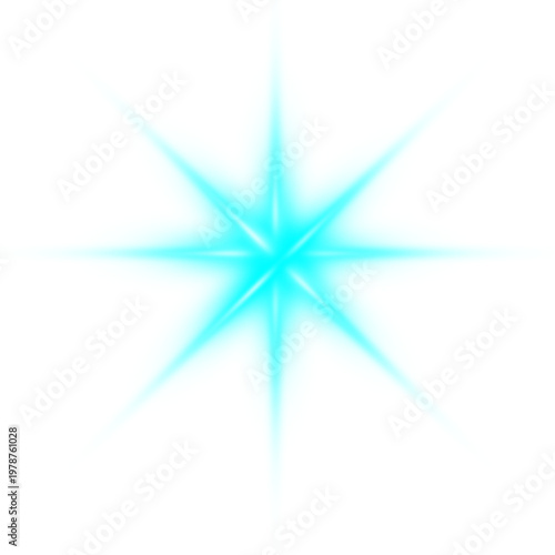A shimmering, sparkling, and shiny neon star effect, isolated on a transparent background. Suitable for design elements, lighting effects, magical themes, holiday decorations, futuristic graphics