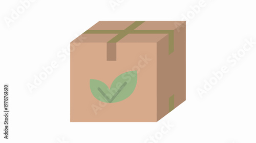 Eco Packaging Box Icon with Leaf Symbol Minimal vector icon representing sustainable packaging solutions