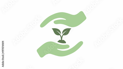 Tree Planting Hands Icon for Environmental Care Vector icon symbolizing care, growth, and environmental responsibility