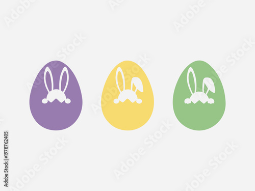 Three easter eggs with bunny ears decorations decoration celebration illustration silhouette
