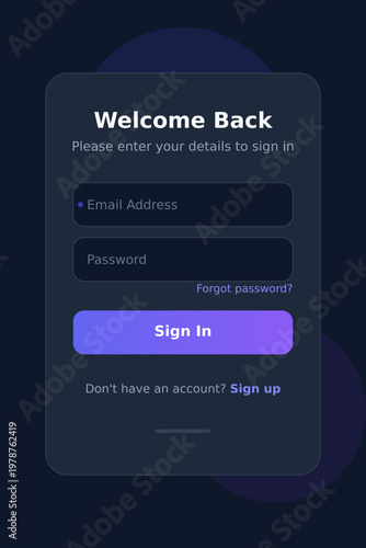 Modern Dark User Interface Login Form with 