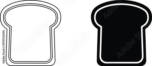 A black and white illustration of two slices of bread with different fill styles.