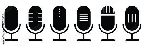 Microphone vector icon set. Microphones audio podcast vector icons. Microphone - Illustration Icons. voice icon with white backgroundEPS10