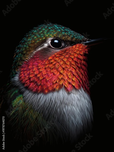 A beautiful bird of paradise, green-winged macaw, and red-headed bee-eater perch on an exotic tree branch in this colorful wildlife scene featuring tropical feathers and vibrant nature