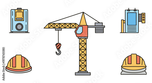 Construction Crane with Hard Hats.