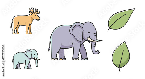 Gray Elephant Standing Alone Sideways.