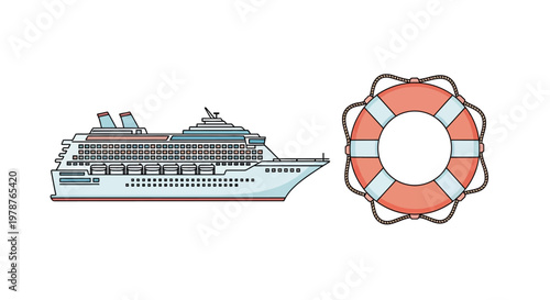Cruise Ship and Life Preserver Buoy.