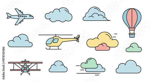 Airplane flying through the clouds.