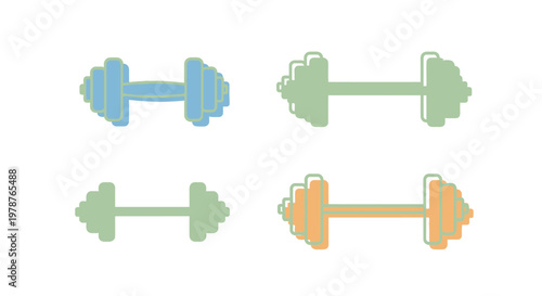 Colorful dumbbells in different hues.