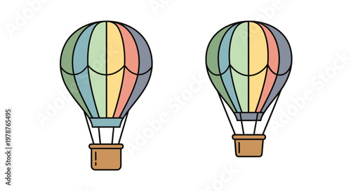 Colorful cartoon hot air balloons floating.