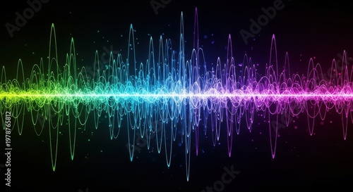 Colorful Wave theme Vibrant Spectrum design Abstract Equalizer graphic Digital Sound art Glowing Frequency pattern Dynamic Pulse illustration Electric Data visual Wallpaper Background image