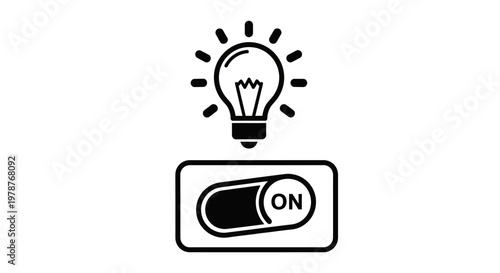 Light bulb turning on switch icon.