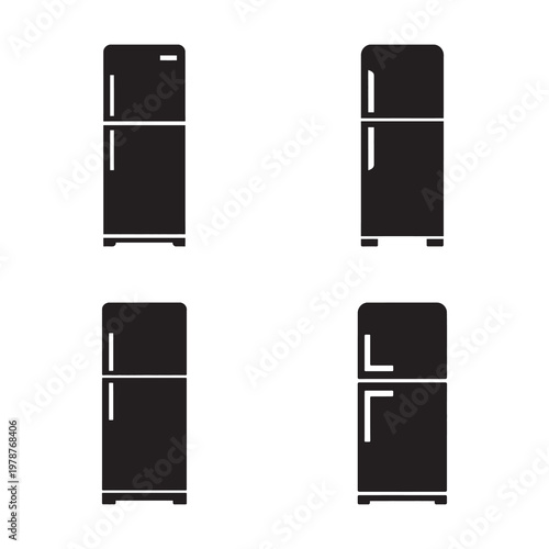Set of stylized refrigerator icons representing kitchen appliances.